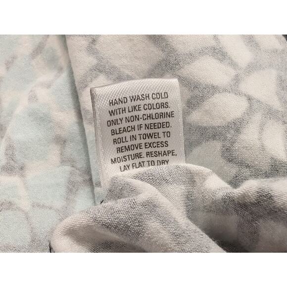 Amber Sun Top Turquoise Black White Floral Print Side Tie Top Misses Size L - Picture 7 of 7